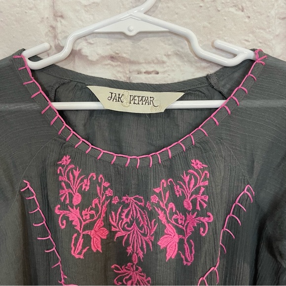 Jak & Peppar Little Girls BOHO Gauze Embroidered Tunic. So Pretty! EUC Sz 6 - Picture 4 of 4